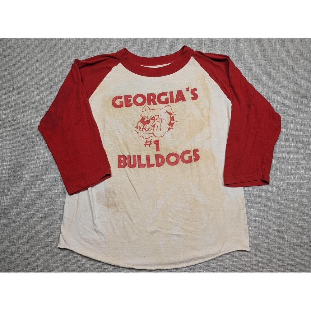 VINTAGE Georgia Bulldogs Shirt Mens Small Moosehead Beer Raglan 3/4 Sleeve 70s